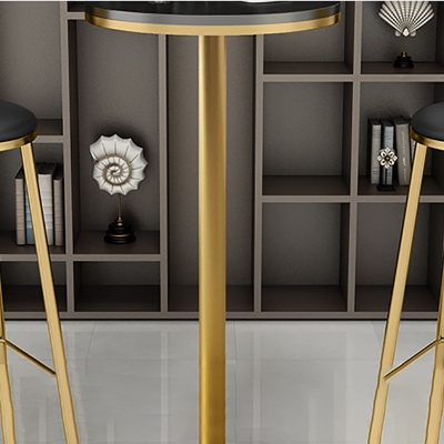 Glamour&ouml;ser Massivholz-Bistrotisch, Bar-Esstisch mit festem Sockel und Metallsockel