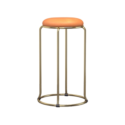 Sgabello da bancone scandinavo impilabile in tessuto ed ecopelle con seduta rotonda