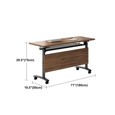 Bureau de travail pliant moderne, bureau de travail mobile marron avec roulettes