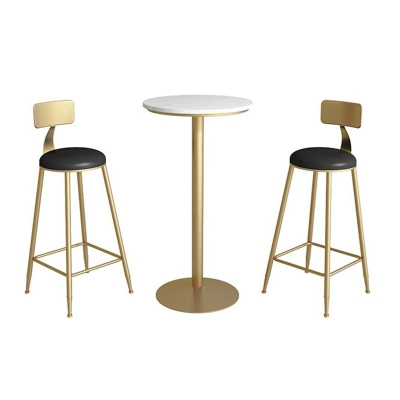 Bar-Weintisch aus Kunstmarmor, Glamour-Sockel-Pub-Tisch mit Metallsockel