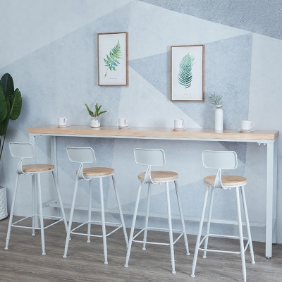 Luxuri&ouml;ses rechteckiges Massivholz-Bartisch-Set, 1/5-teilig, Thekentisch mit wei&szlig;en Hockern