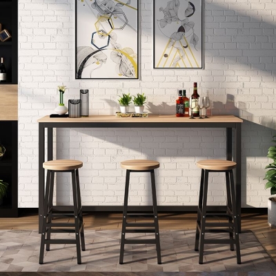 Industrielles rechteckiges Stehtisch-Set, 1/2/3-teilig, Holz-Thekentisch f&uuml;r den Innenbereich