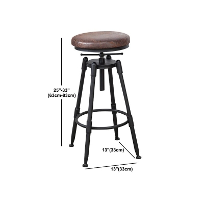 Industrieller Metallhocker mit rundem Holzsitz und verstellbarem Thekenhocker in mattem Finish