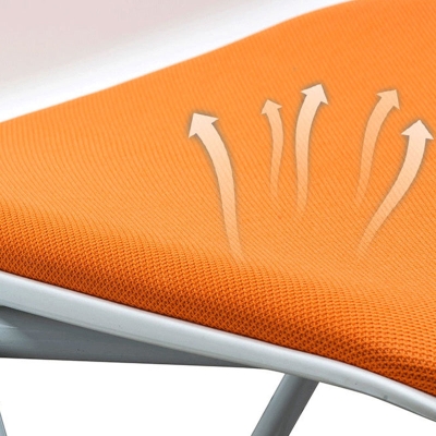 Zeitgen&ouml;ssischer B&uuml;rostuhl, armloser gepolsterter Stuhl mit mittlerer R&uuml;ckenlehne in Gr&uuml;n/Orange
