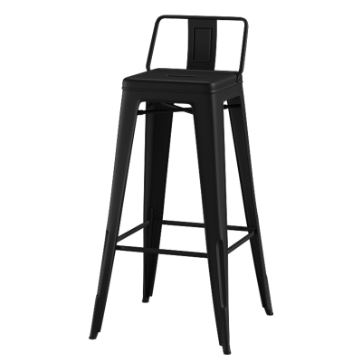 Barhocker aus Metall im Industriestil mit R&uuml;ckenlehne und Thekenhocker f&uuml;r Restaurants und Bristol