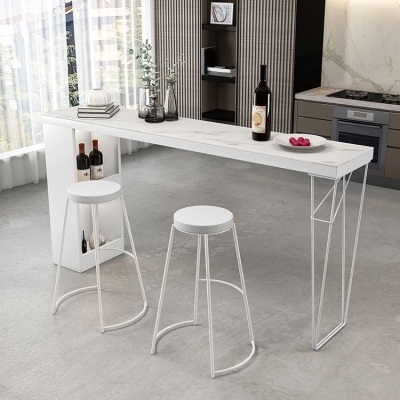 Moderner rechteckiger Bar-Esstisch, Cocktailtisch in Barh&ouml;he mit Metallsockel