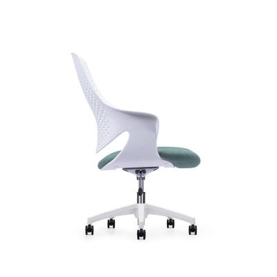 Moderner Stuhl mit mittlerer R&uuml;ckenlehne, ergonomischer Computer-Schreibtischstuhl aus Kunststoff