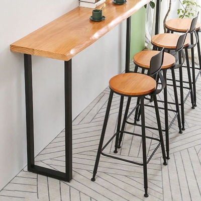 Holz-Bar-Esstisch, industrieller rechteckiger Bartisch mit Doppelsockel f&uuml;r das Esszimmer