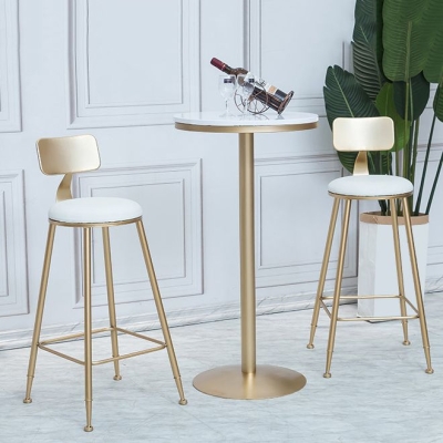 1/3-teiliges glamour&ouml;ses rundes Barhocker- und Tischset aus Holz und Metall