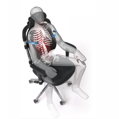 Arbeitsstuhl aus Kunstleder, moderner B&uuml;rostuhl mit hoher R&uuml;ckenlehne und Armlehnen