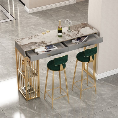 Set moderno da 1/2/3 pezzi con altezza del bancone Set da pranzo per pub per interni rettangolare con contenitore