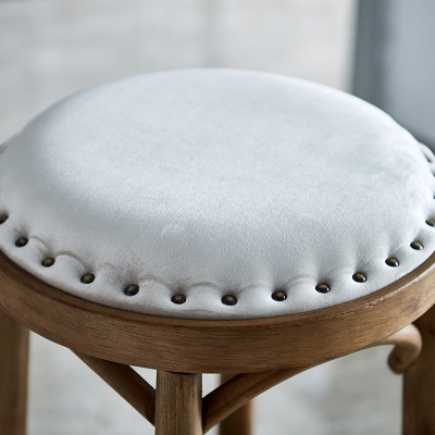 Barhocker im Industriestil, runder Sitz-Thekenbarhocker mit Holzbeinen