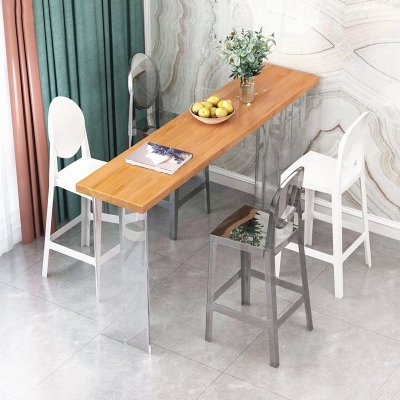 Tavolo da pranzo da bar moderno con doppio piedistallo Tavolo da bar rettangolare in acrilico e legno