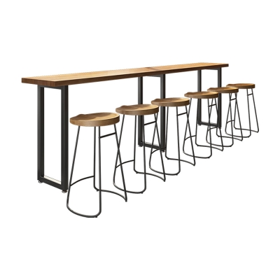 Modernes Bartisch-Set, 1/7-teilig, rechteckiger Holz-Thekentisch mit Hockern f&uuml;r den Balkon