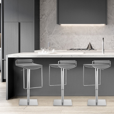 Barhocker aus Industria-Stoff, moderner Thekenhocker mit niedriger R&uuml;ckenlehne f&uuml;r Bristol