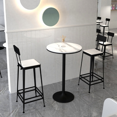 Quadratische, glamour&ouml;se Metall-Barhocker, Fu&szlig;st&uuml;tze, R&uuml;ckenlehne f&uuml;r Caf&eacute;s, Theken-Barhocker