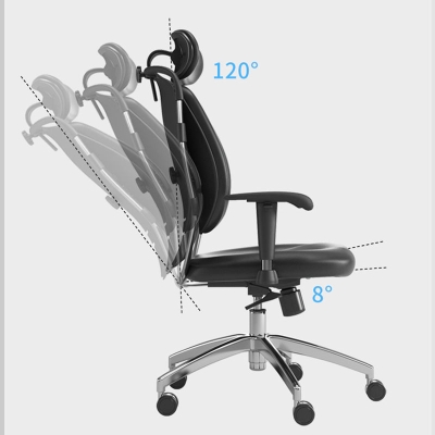 Arbeitsstuhl aus Kunstleder, moderner B&uuml;rostuhl mit hoher R&uuml;ckenlehne und Armlehnen