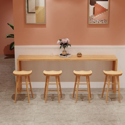 1/5/9-teiliges luxuri&ouml;ses rechteckiges Kneipentisch-Set aus Holz mit Thekentisch und r&uuml;ckenfreien Hockern