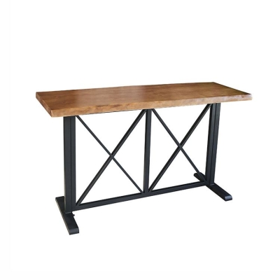 Industrielles Bartisch-Set, 1/5-teilig, rechteckiger Thekentisch aus Kiefernholz mit Hockern f&uuml;r die Bar