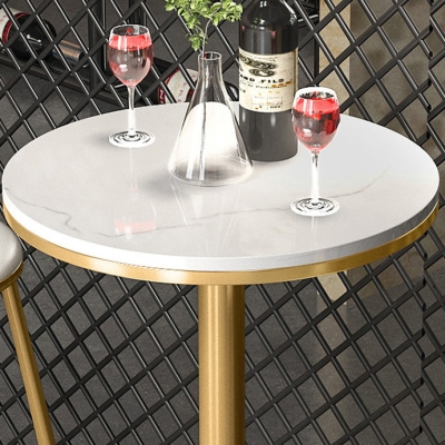Glam rundes Bartisch-Set aus Stein, 1/2/3/4-teilig, Thekentisch mit hohen Hockern