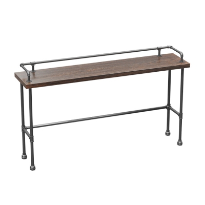 Bartisch mit Kiefernholzplatte, rechteckiger industrieller Bartisch mit Bockgestell