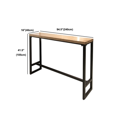 Bartisch mit nat&uuml;rlicher Massivholzplatte, industrieller Kneipentisch mit Metallrahmen