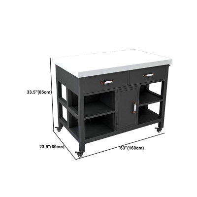 Carrello da cucina con rotelle in stile moderno Carrello da cucina ad isola in marmo con mobiletto portaoggetti