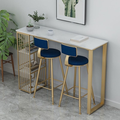 Samt-Thekenhocker im modernen Stil, runder Barhocker mit niedriger R&uuml;ckenlehne und Metallbeinen