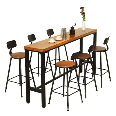 Rechteckiger Tisch aus Eisen und Holz im modernen Milchteeladen-Caf&eacute;-Bartisch