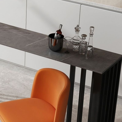Marmor-Thekentisch, rechteckige Tischplatte mit schwarzem Doppelsockel