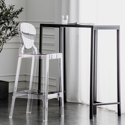 Industrieller, armloser Thekenhocker mit R&uuml;ckenlehne, Kunststoff-Barhocker mit 4 Beinen