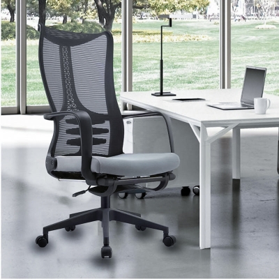 B&uuml;rostuhl mit Netzstoff und mittlerer R&uuml;ckenlehne, Nylongestell, fester Armlehne und Rollen