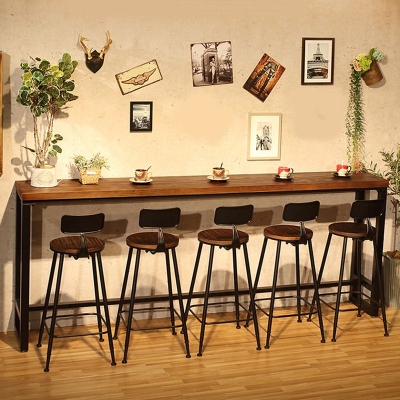 Holz 41,3" H Bartisch, rechteckiger Tisch mit Metallsockel f&uuml;r die Terrasse