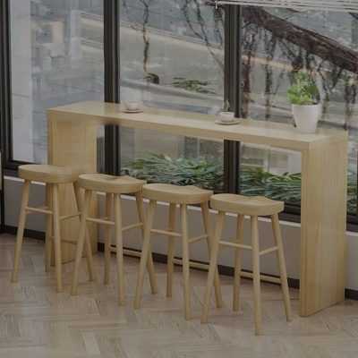 Modernes 1/5/9-teiliges Bartisch-Set, rechteckiger Tresentisch aus Kiefernholz f&uuml;r Milchtee-Shop