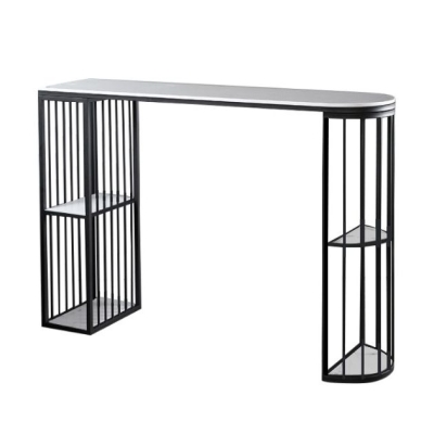 Moderner Stein-Wohnzimmer-Bistro-Bartisch mit Stauraum und doppeltem Sockel
