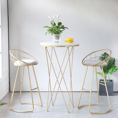 1/3-teiliges Bartisch-Set im Glam-Stil mit Kunstmarmorplatte