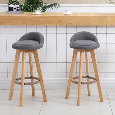 Sgabello moderno in legno con cuscino in tessuto con finitura opaca per interni