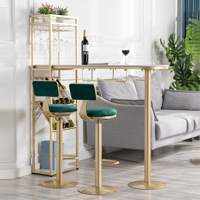 Glam Stone Bartisch-Set, 1/3-teilig, Thekentisch mit Metallhockern