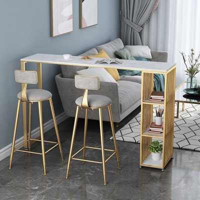 Glam Marmor-Thekentisch mit rechteckiger Tischplatte und Doppels&auml;ulentisch &ndash; 41,3" H