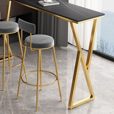 Stein-Bartisch im Glam-Stil, Doppels&auml;ulen-Bar-Esstisch f&uuml;r den Innenbereich