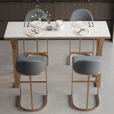 Wei&szlig;es rechteckiges 1/2/3-teiliges Barhocker- und Tischset f&uuml;r den Innenbereich, glamour&ouml;ses Tisch- und Hockerset