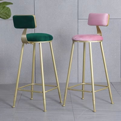 Glam armloser Thekenhocker, Caf&eacute;-Barhocker aus Eisen mit Kissen und Pedal