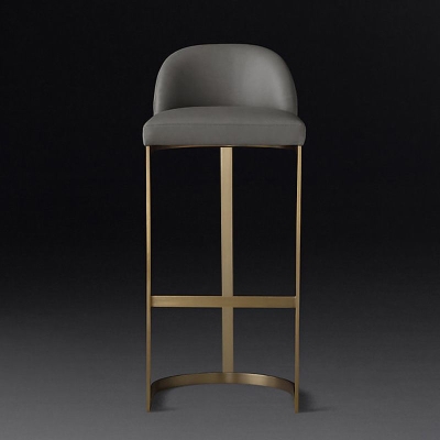Zeitgen&ouml;ssischer Barhocker aus Kunstleder mit niedriger R&uuml;ckenlehne und Metallbeinen