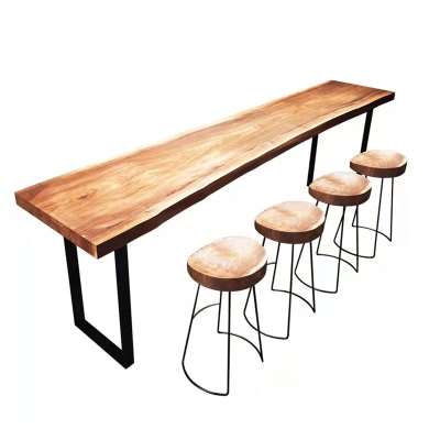 1/2/5-teiliges Bartisch-Set aus hellbraunem Kiefernholz mit Holzhockern f&uuml;r das Wohnzimmer