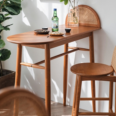 Modernes 1/2-teiliges Kneipentisch-Set aus Holz mit festem Tisch, Tresentisch f&uuml;r das Esszimmer