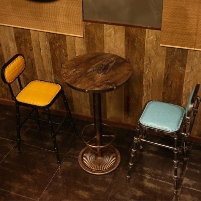 Industrielles 1/2/3-teiliges Bartisch-Set aus Massivholz, rundes Bistro-Set f&uuml;r den Heimgebrauch