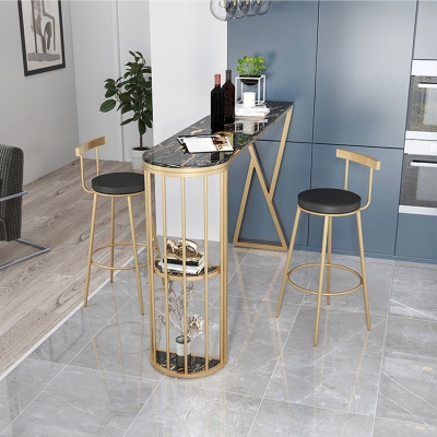 Zeitgen&ouml;ssischer Thekenhocker aus Samt, runder Wohnzimmer-Barhocker mit Metallbeinen