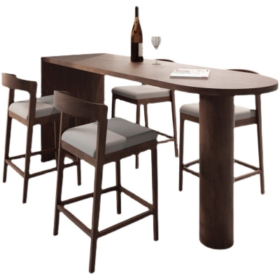 Moderner Bartisch, Massivholz-Bar-Esstisch mit doppeltem Sockel