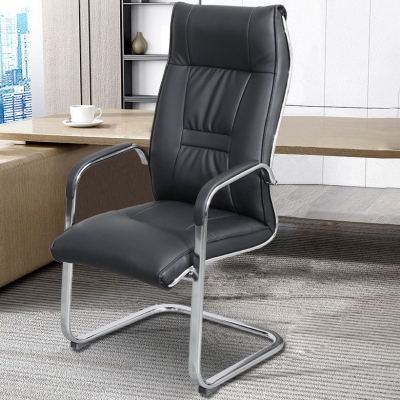 Moderner B&uuml;rostuhl mit feststehenden Armlehnen, ergonomischer Gaming-Stuhl aus Leder