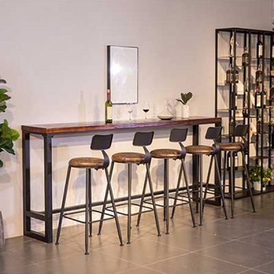 Bar-Esstisch aus Kiefernholz, industrieller rechteckiger Bartisch mit Bock f&uuml;r die Bar